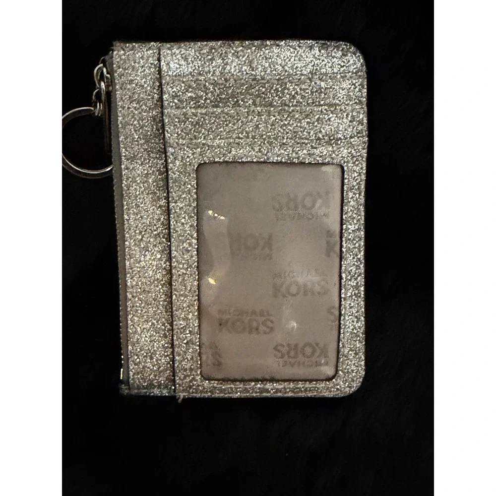 Michael Kors Mini Silver Glitter Wallet Id And Card Holder